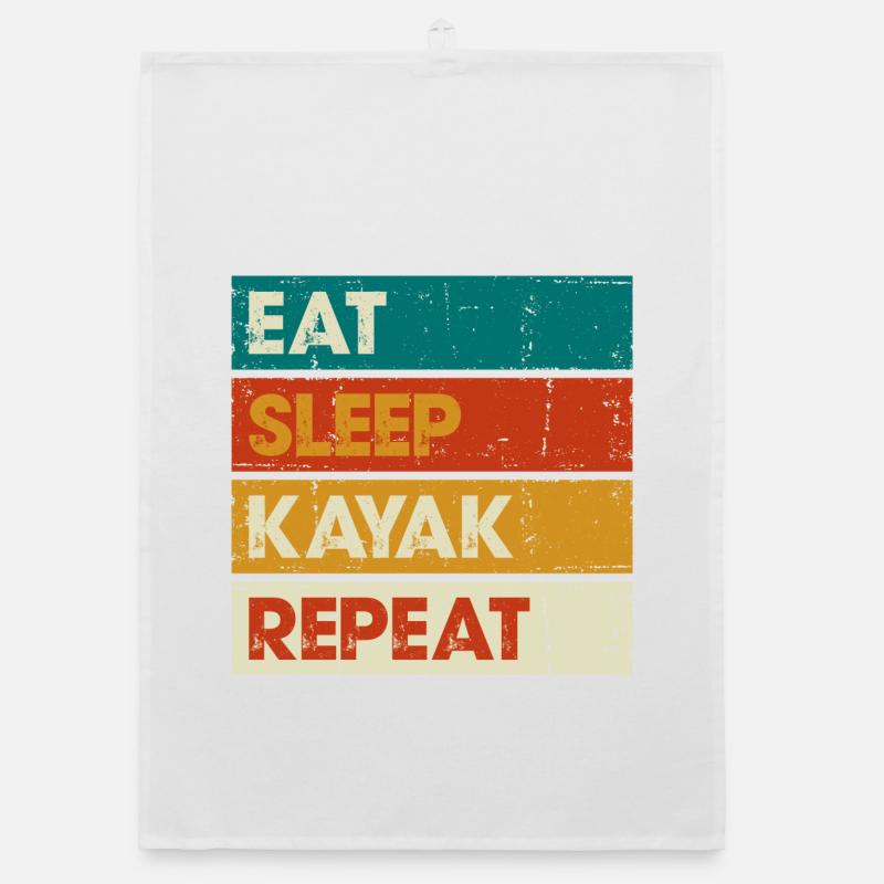 Manger dormir kayak répéter - Torchon bio - blanc