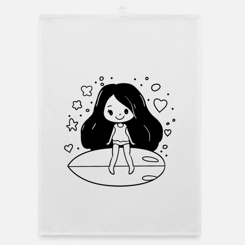 Cartoon Surfer Organic dish towel