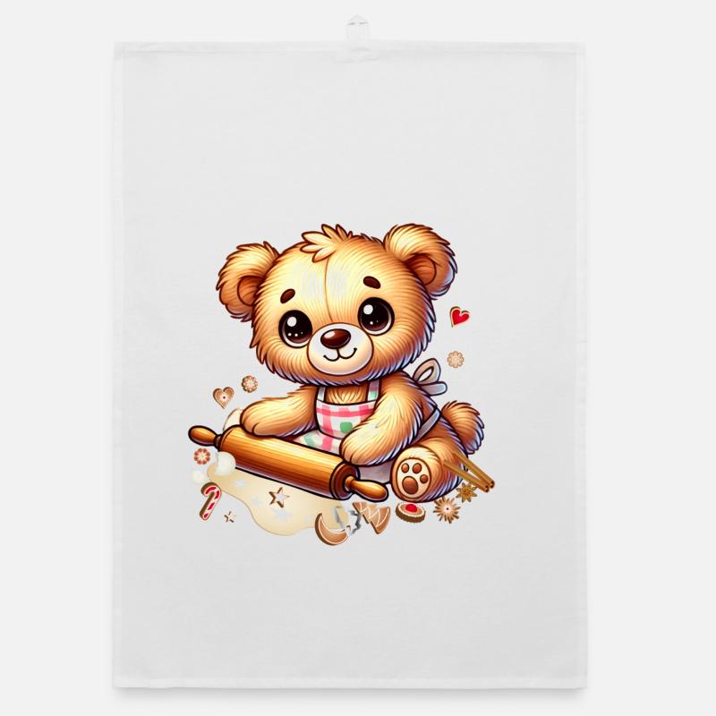 Cuisson de Noël Teddy – Douce joie festive Torchon bio