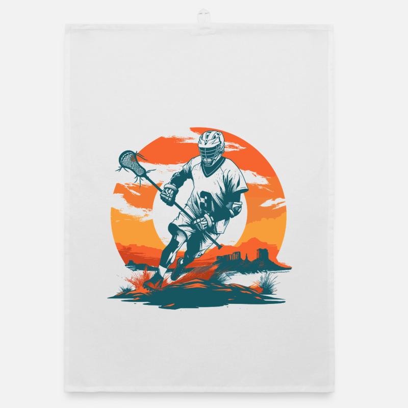 Lacrosse Player Graphics Organic dish towel