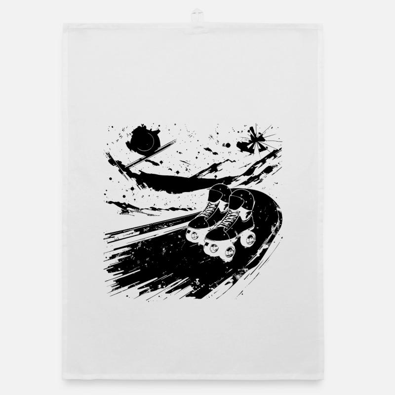 Roller Skating Drawing Organic dish towel