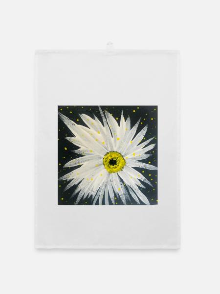 Edelweiss-black-white design - Organic dish towel - white - Front