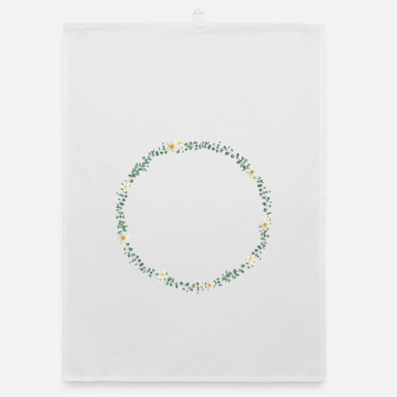 Eucalyptus wreath with small. Flowers, customizable Organic dish towel