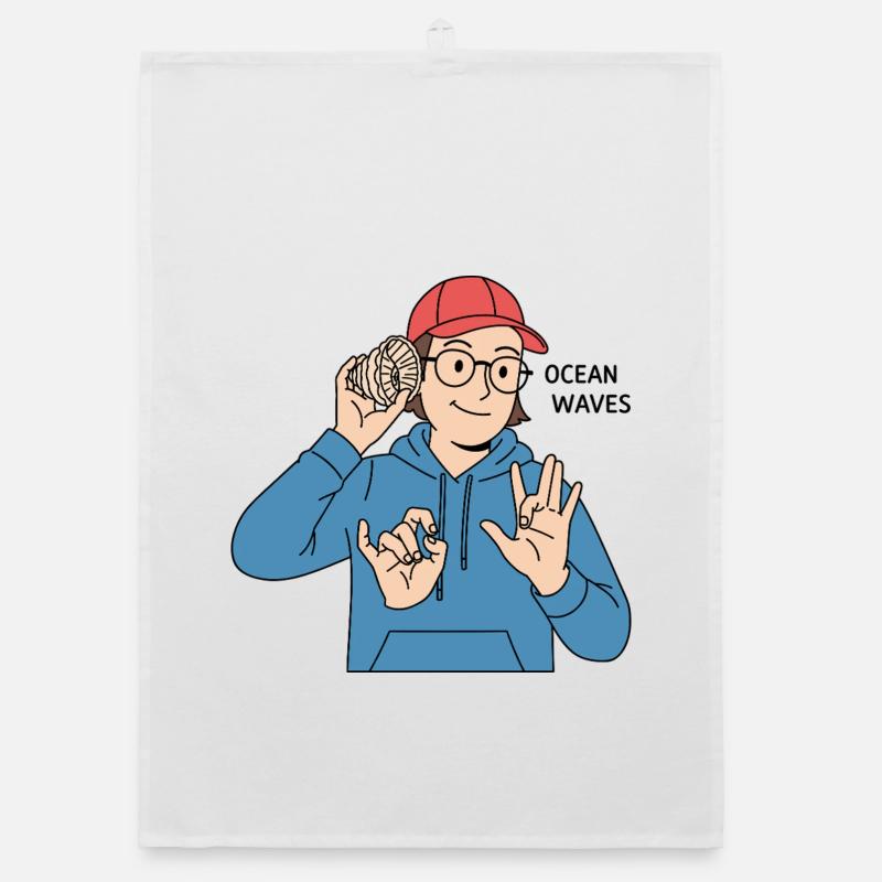 Gebärdensprache Ocean Waves Organic Geschirrtuch