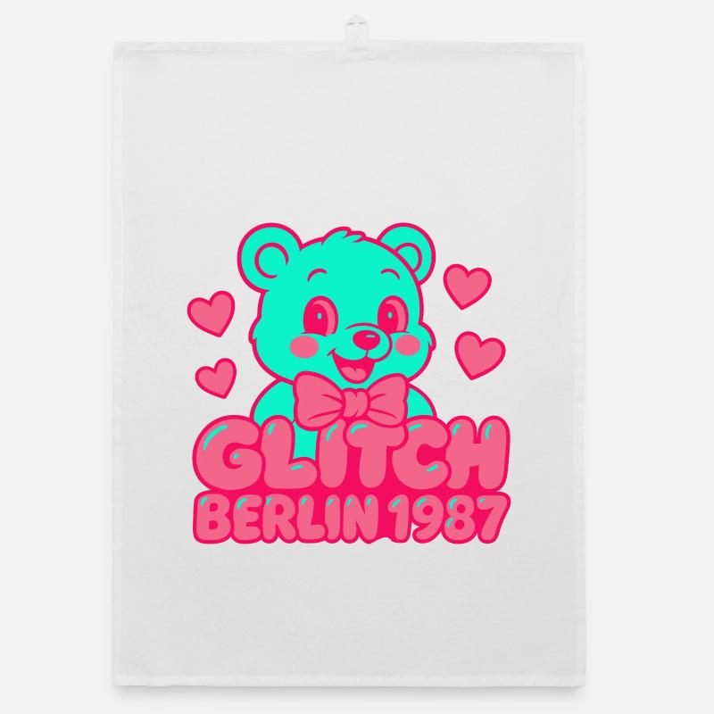 Glitch Berlin Supercute - Organic Geschirrtuch - Weiß