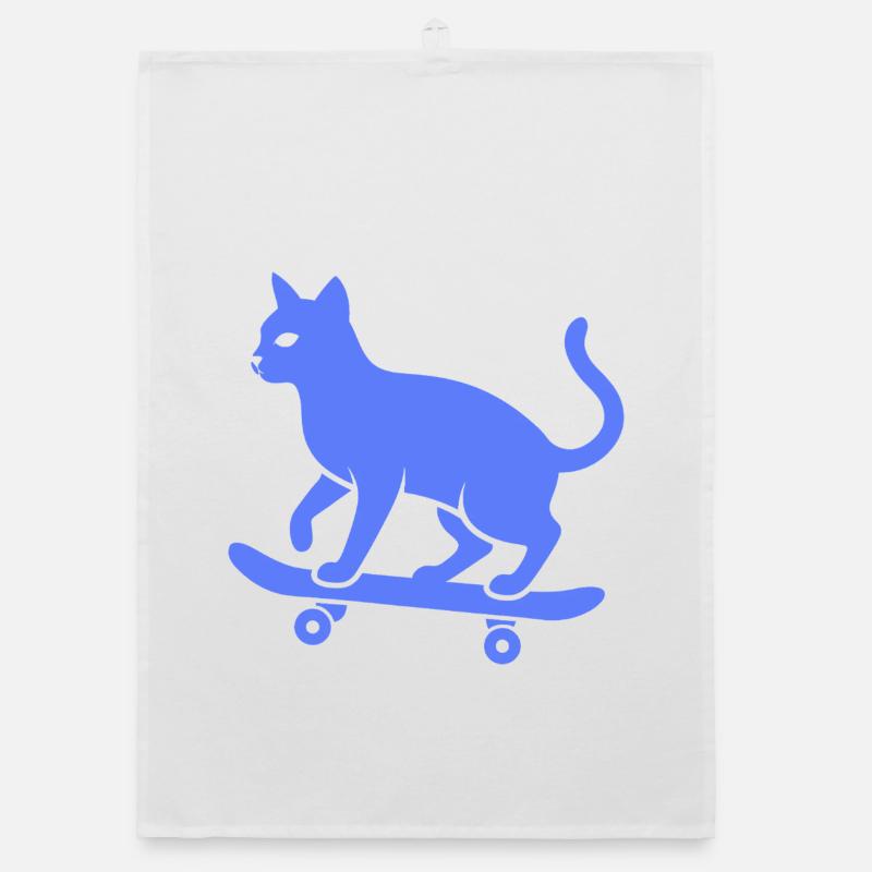 Coole Katze Skateboarder Silhouette Minimalistisch Organic Geschirrtuch