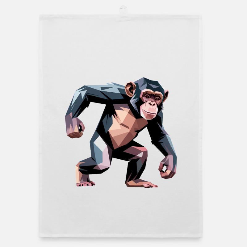 Monkey - Cool Low Poly Logo Organic dish towel