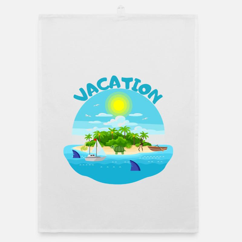 Tropical island idyll beach design Organic dish towel
