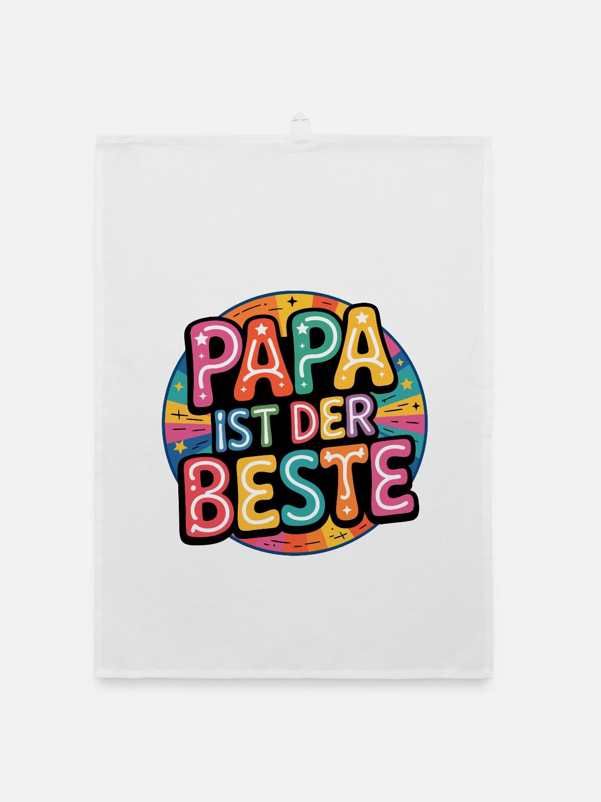 PAPA EST LE MEILLEUR - Torchon bio - blanc - Devant