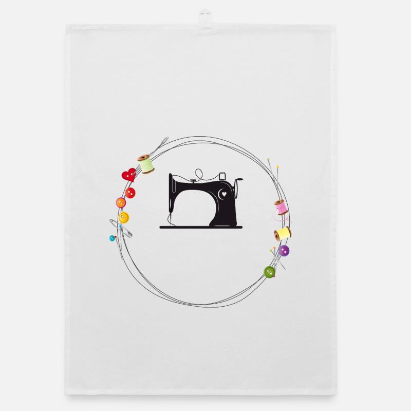 Vintage Sewing Machine – Creative Needlework Design Organic dish towel