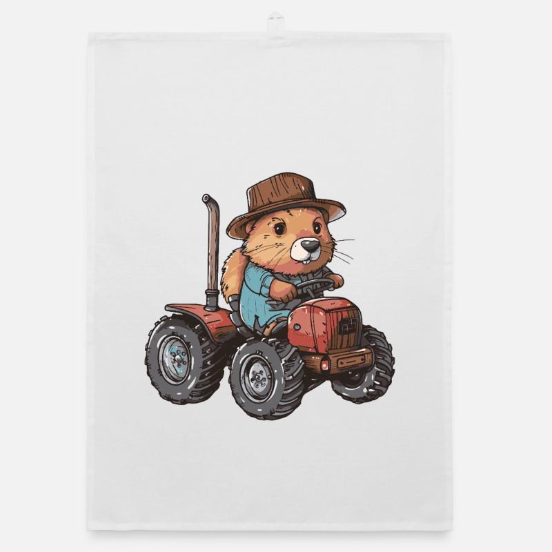 Beaver Tractor Farmer Organic dish towel