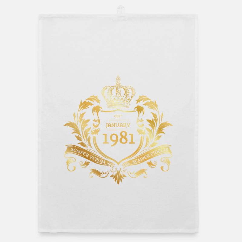 45th Birthday Semper Verum - Established 01/1981 Organic dish towel
