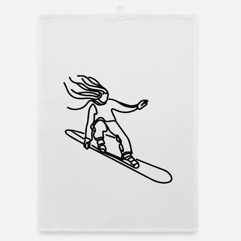 Snowboarderin - Organic Geschirrtuch - Weiß