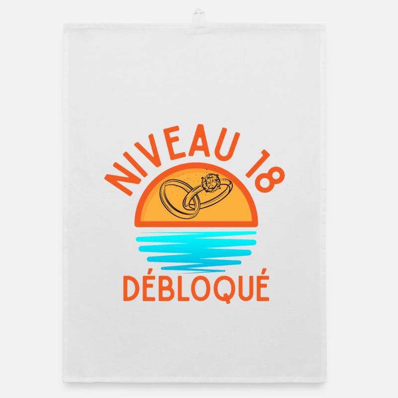 Niveau 18 Débloqué, une touche créative et joyeuse Torchon bio