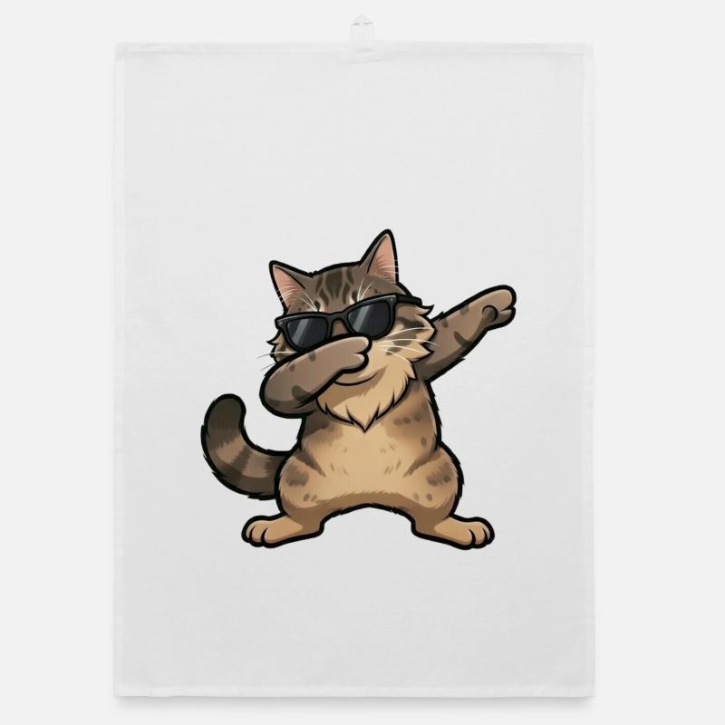 Dabbing Norwegian Forest Cat Organic dish towel