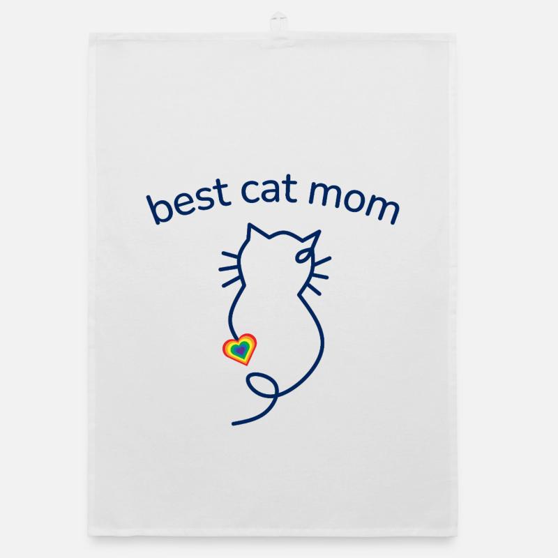 Best Cat Mom Regenbogenherz Organic Geschirrtuch
