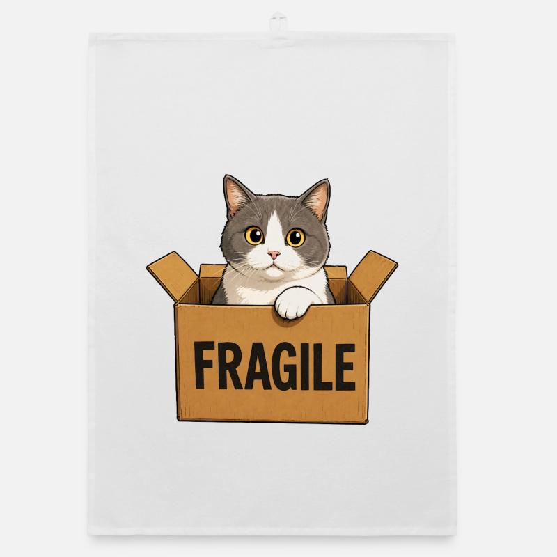 Cat in a box Organic dish towel