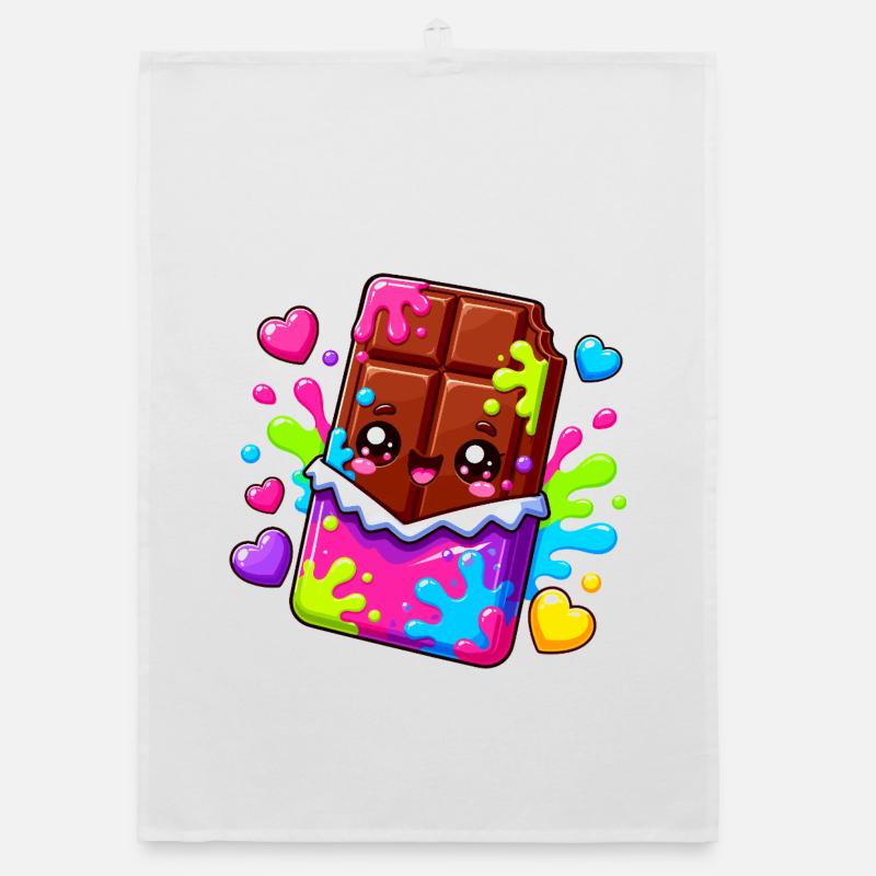 Kawaii Schokoblock mit Farbspritzern Organic Geschirrtuch