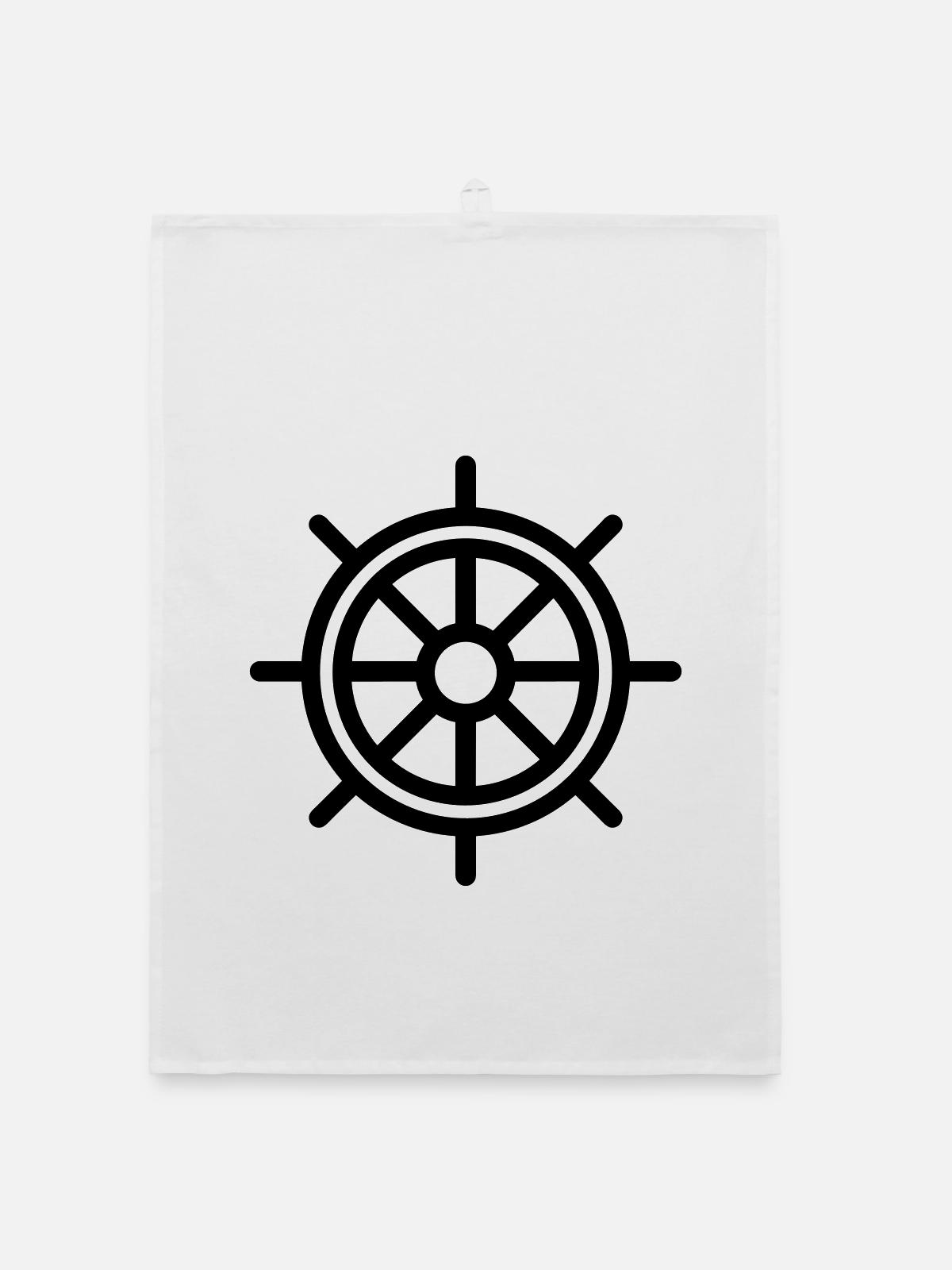 Ruder-Nautisches Boot - Organic Geschirrtuch - Weiß - Vorne