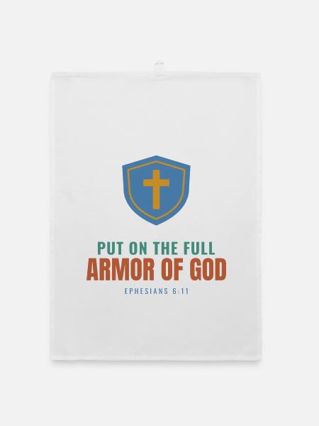 Put On The Full Armor Of God – Ephesians 6:11 - Organic Geschirrtuch - Weiß - Vorne