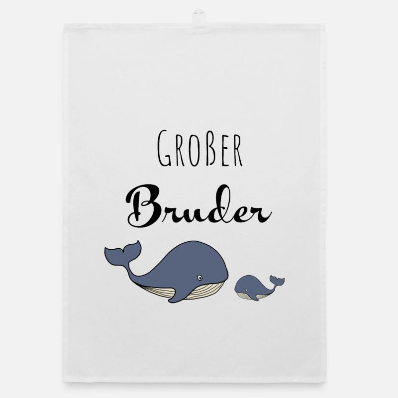 Großer Bruder Wal - Organic Geschirrtuch - Weiß