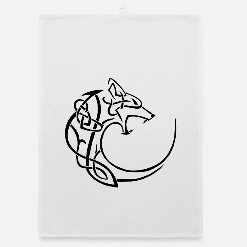 black lunar wolf Organic dish towel
