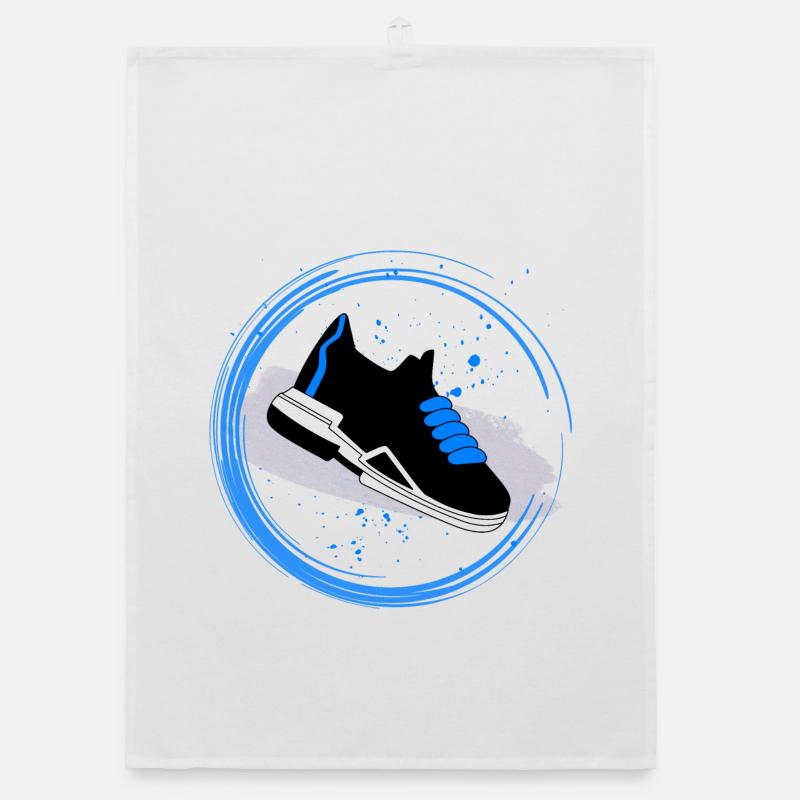 Splash de baskets en cercle - Torchon bio - blanc