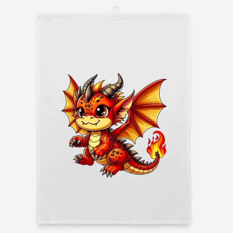 Drache - Organic Geschirrtuch - Weiß
