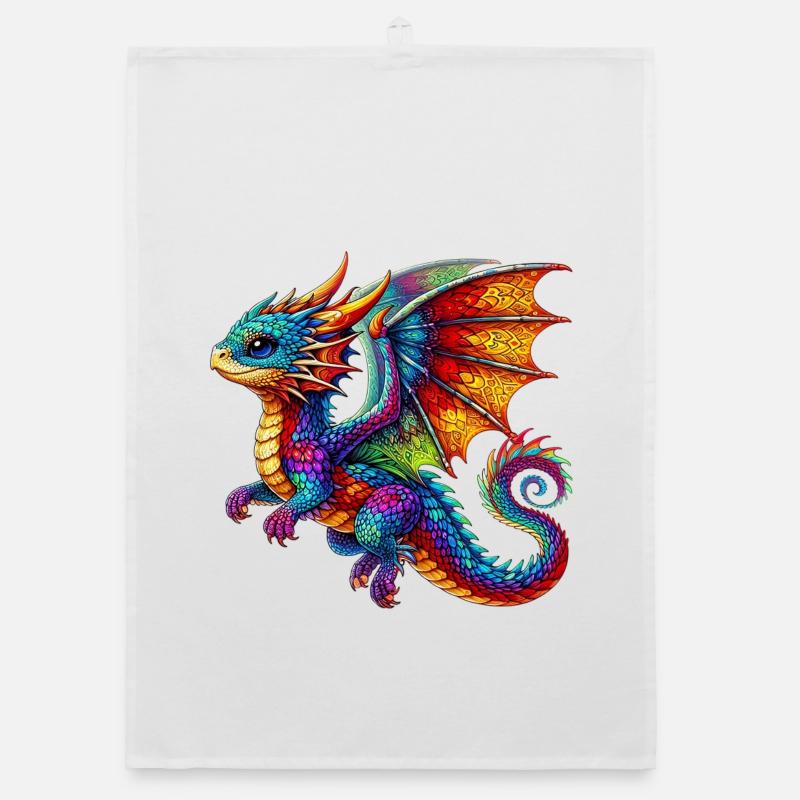 Drache - Organic Geschirrtuch - Weiß