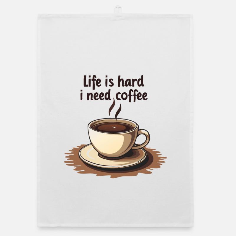 Coffee cup with text motivation Organic dish towel