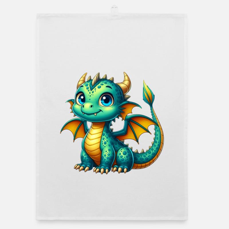 Dragon - Torchon bio - blanc