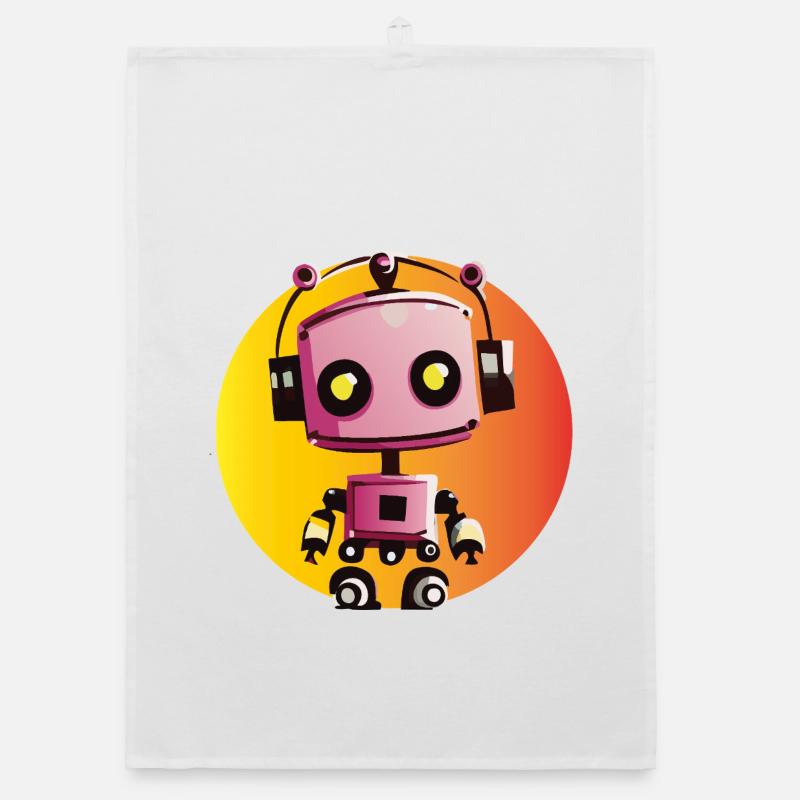 Robot musical sur jaune-orange Torchon bio