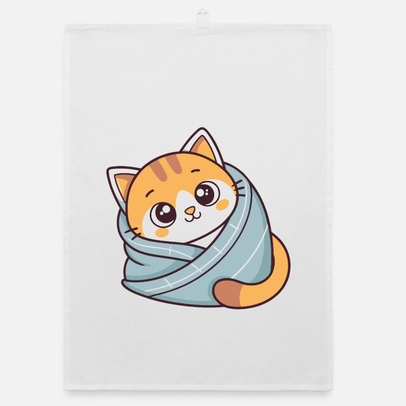 Chaton doux echarpe bleue Torchon bio