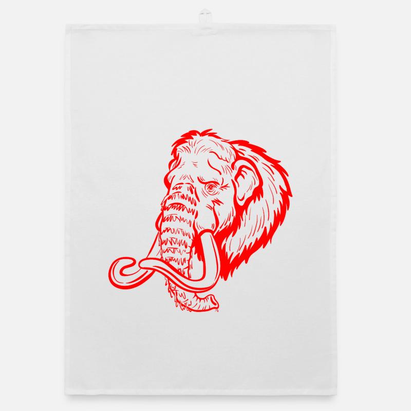 Red Mammoth Line Art Organic dish towel