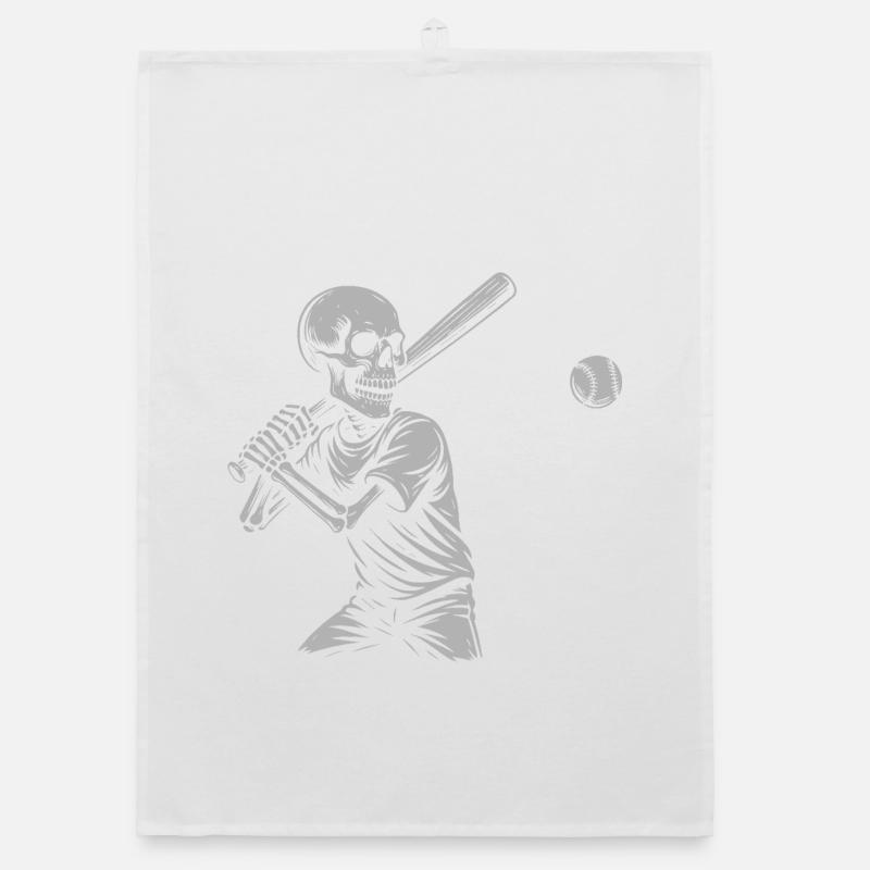 Skeleton Baseball Batting Organic dish towel