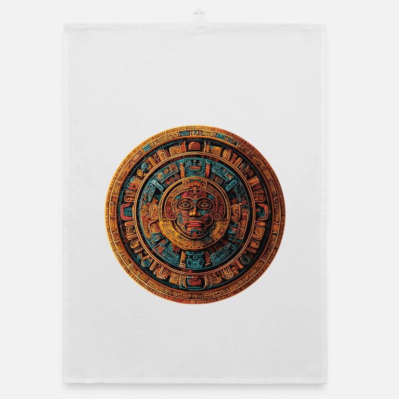 Aztec Sunstone Mandala Organic dish towel