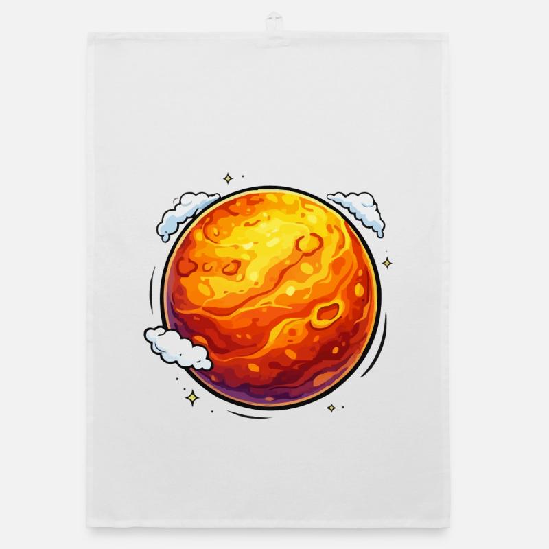 Glowing Mars Neon Planet Organic dish towel