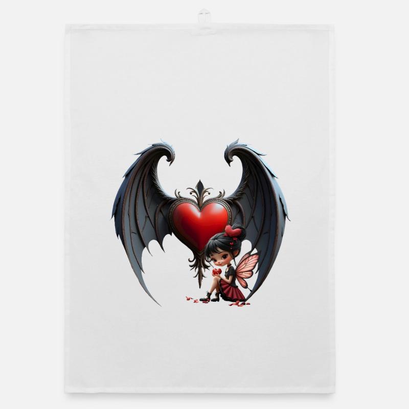 Schattenherz mit Fee Organic Geschirrtuch