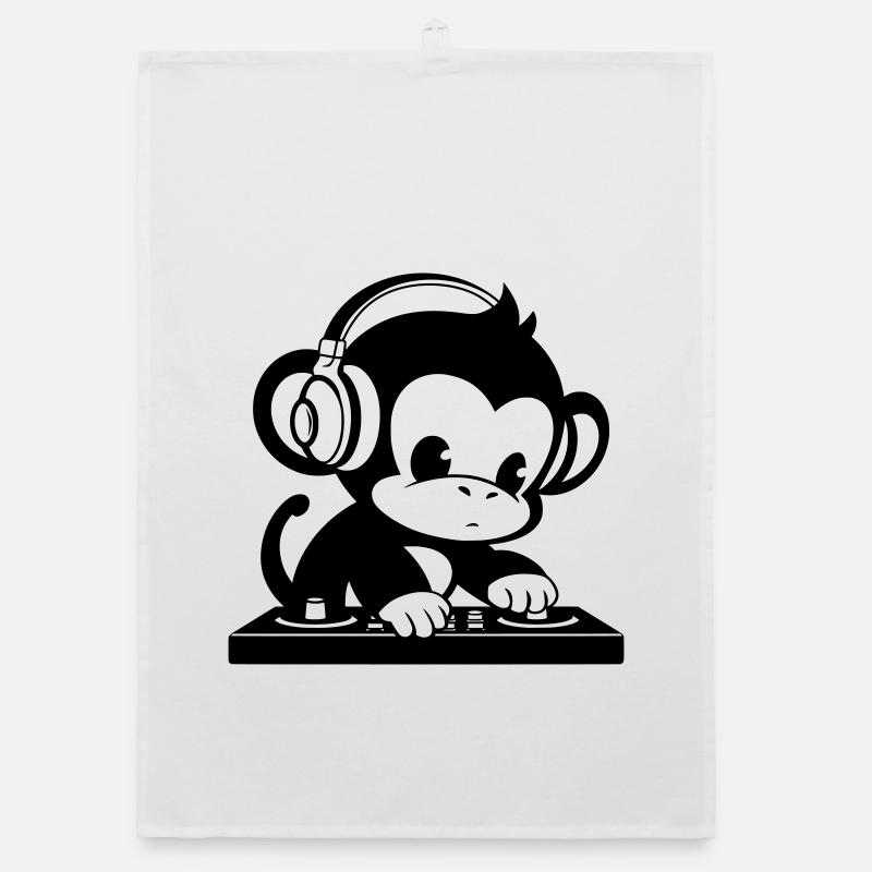 DJ Affe mit Kopfhörern Organic Geschirrtuch