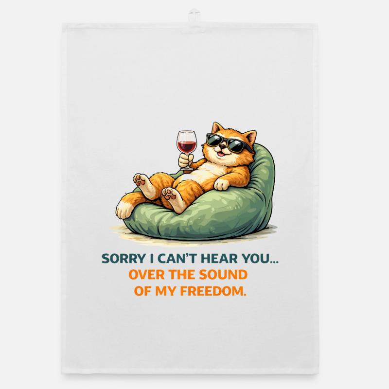 Relaxed Cat Wine Meme Organic dish towel