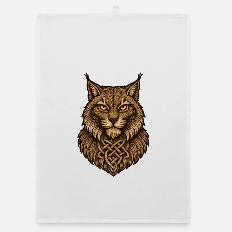 Celtic wolf head with knot Organic dish towel