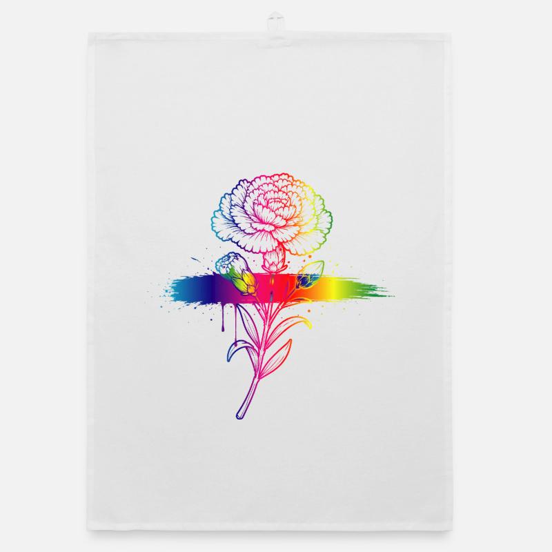 Rainbow Carnation Neon Gradient Art Organic dish towel