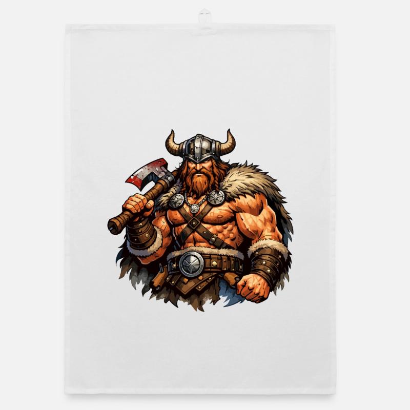 Wikinger-Krieger mit Axt Organic Geschirrtuch