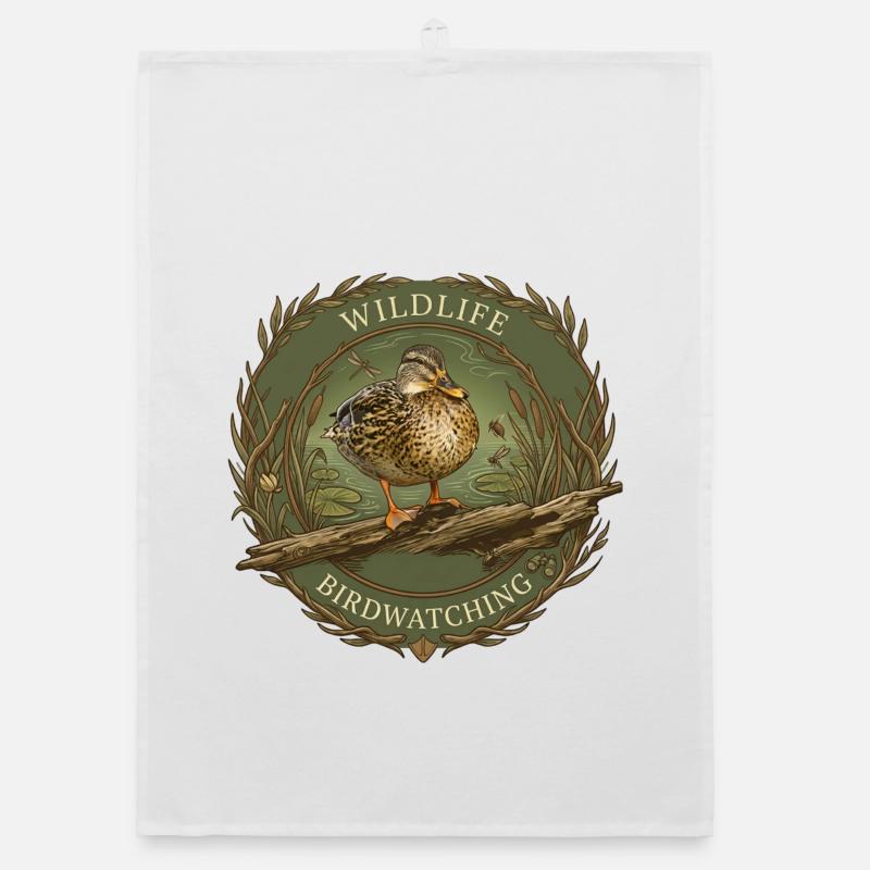 Bird Watching Wildlife Emblem Organic dish towel