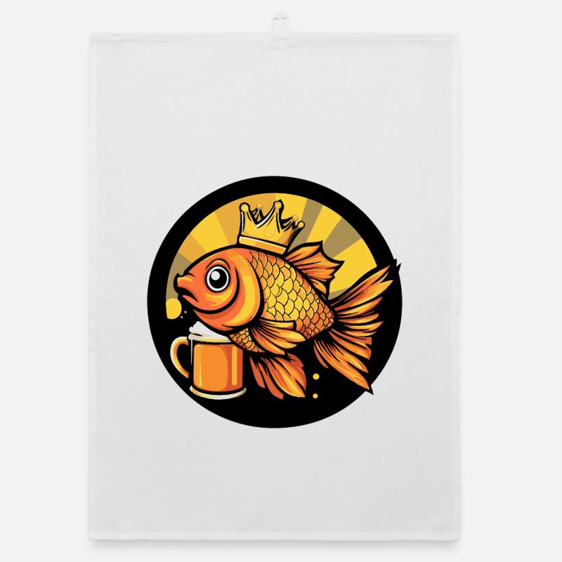 Goldfish Beer Funny Organic dish towel