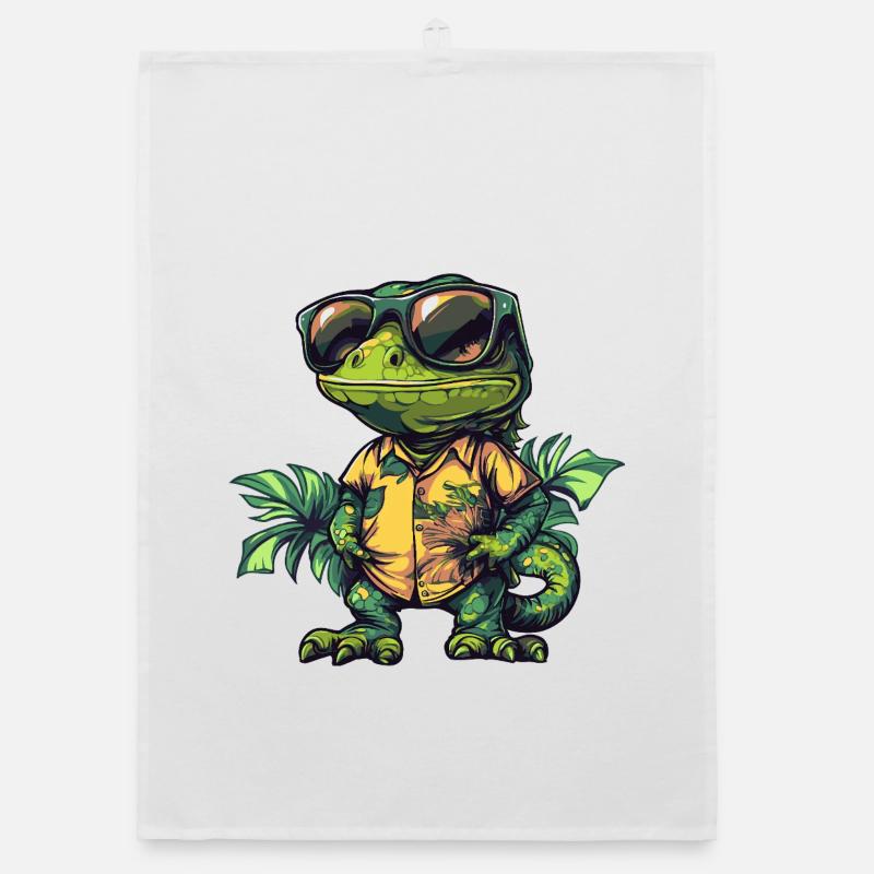 Chameleon Comic Urlaub Organic Geschirrtuch