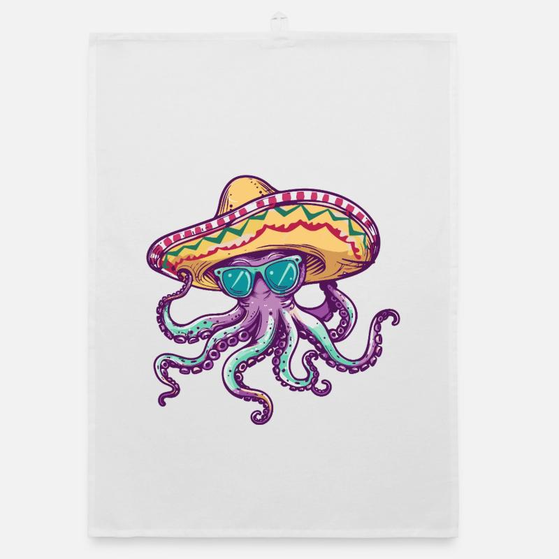 Sombrero drôle de pieuvre Torchon bio