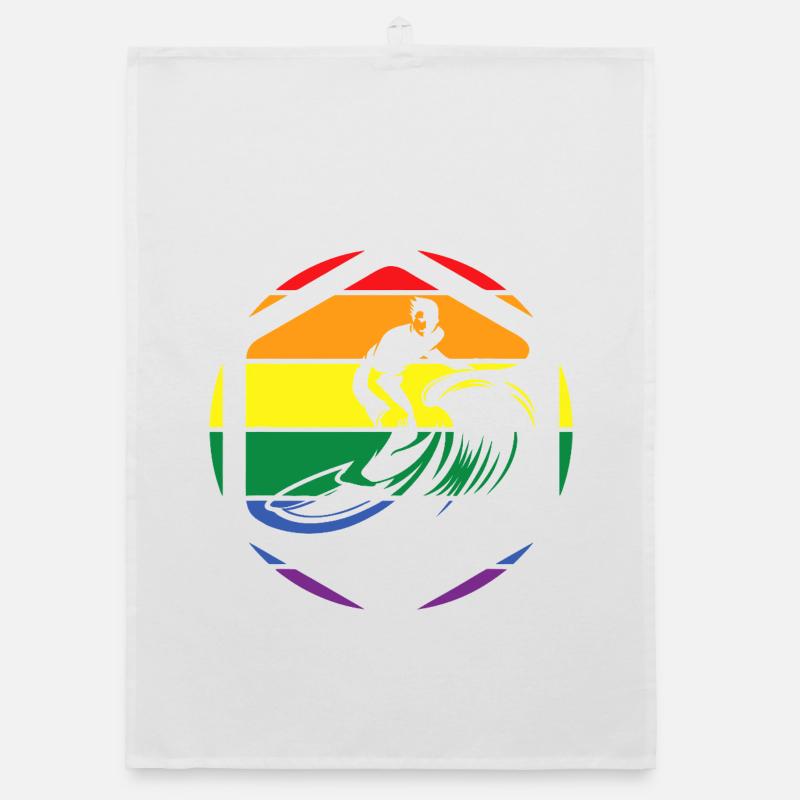 Cercle des Surfeurs de Vagues Arc-en-ciel Torchon bio