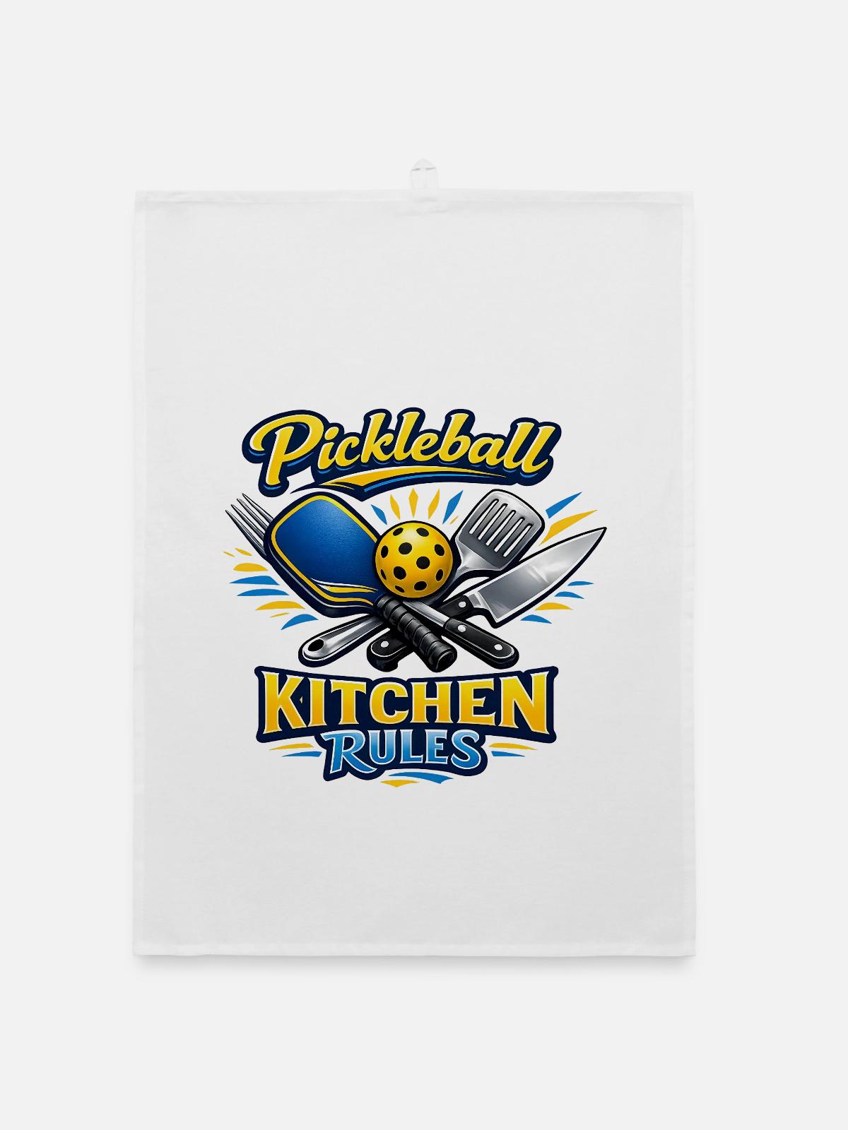 Pickleball Kitchen Rules - Organic Geschirrtuch - Weiß - Vorne