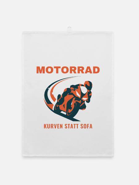 Motorrad Kurven Statt Sofa Biker Geschenk - Organic Geschirrtuch - Weiß - Vorne